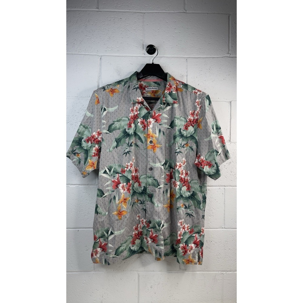 TOMMY BAHAMA Men's Spadacini On Geo Dot Tropical Printā Camp Shirts Sz XXL EUC